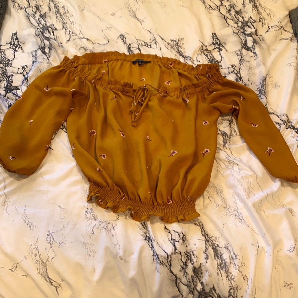 A yellow flowered blouse